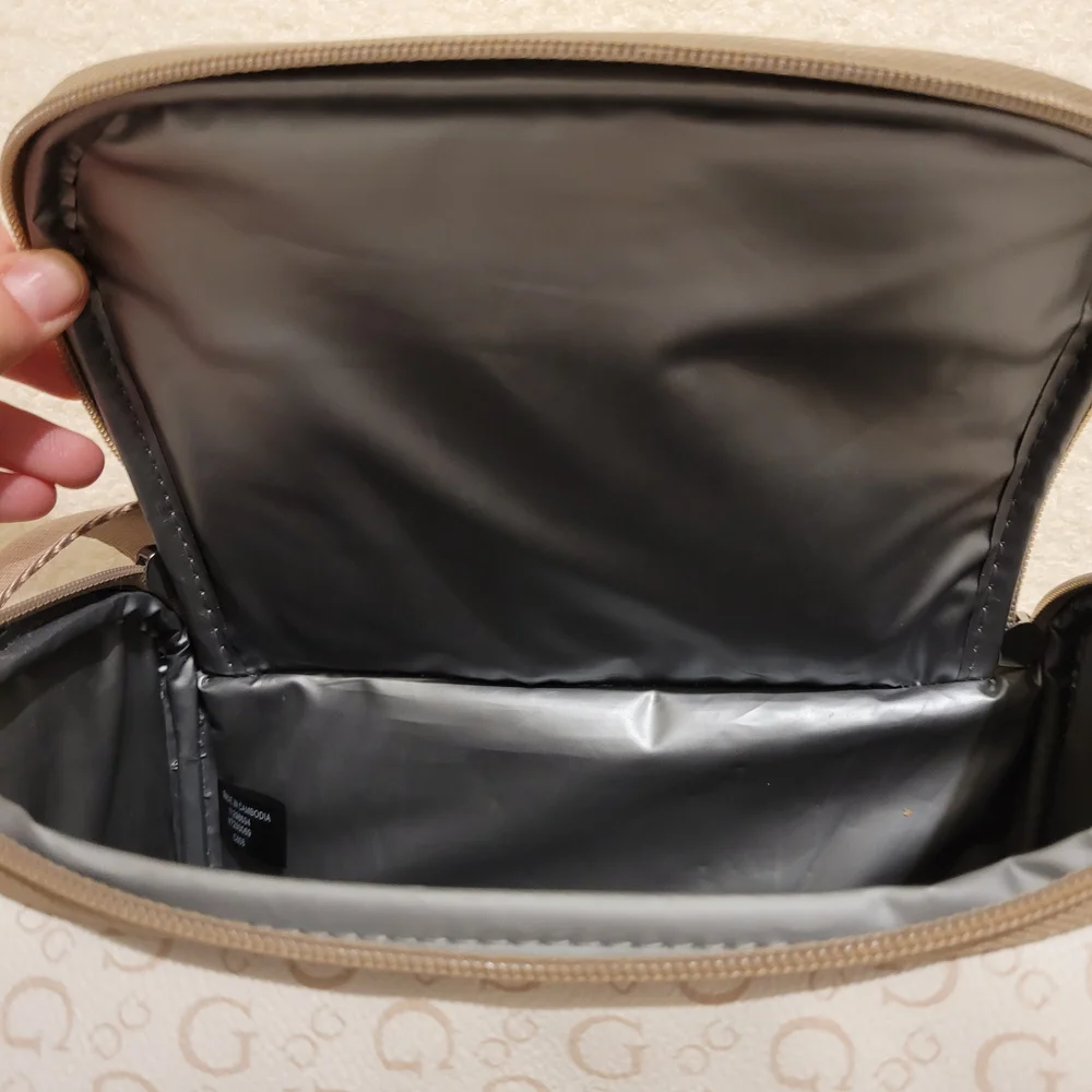 Guess Tan and Cream Logo Crossbody Bag